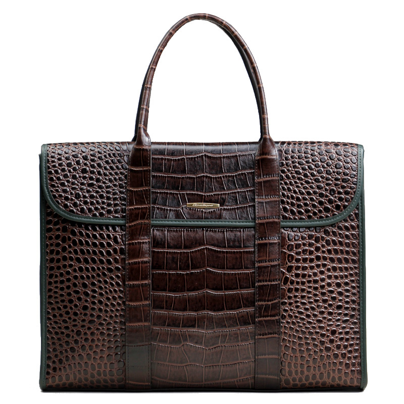 High-End-Weinlese-Krokodil-Muster-Leder Brown Bag