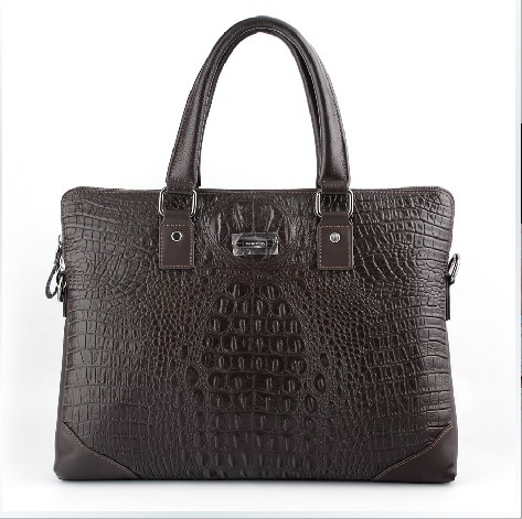 2023 High-grade Crocodile Design Leather Mens Brown Bag | PILAEO