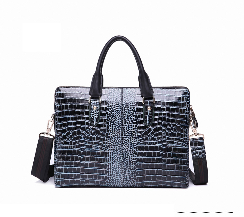 High-grade Fashion Crocodile Grain Leather Shoulder Blue Bag