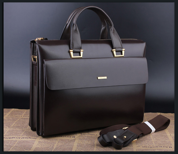 Alto grau Mens Leather grande capacidade Brown Bag RQII16FZPI
