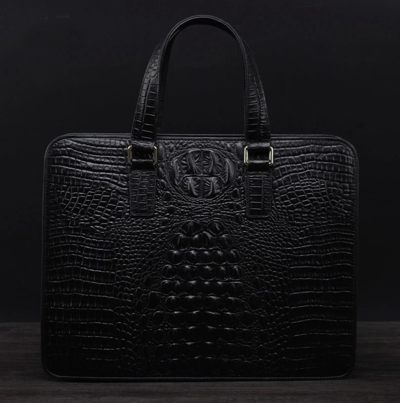 2023 Mens Crocodile High-end Genuine Black Leather Bag BAE3Y3OXPI | PILAEO