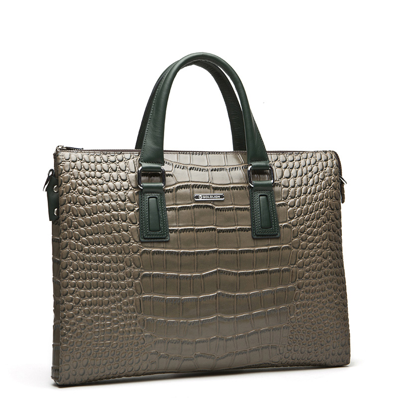 Современный Мужская мода Крокодил Business Messenger Brown Bag