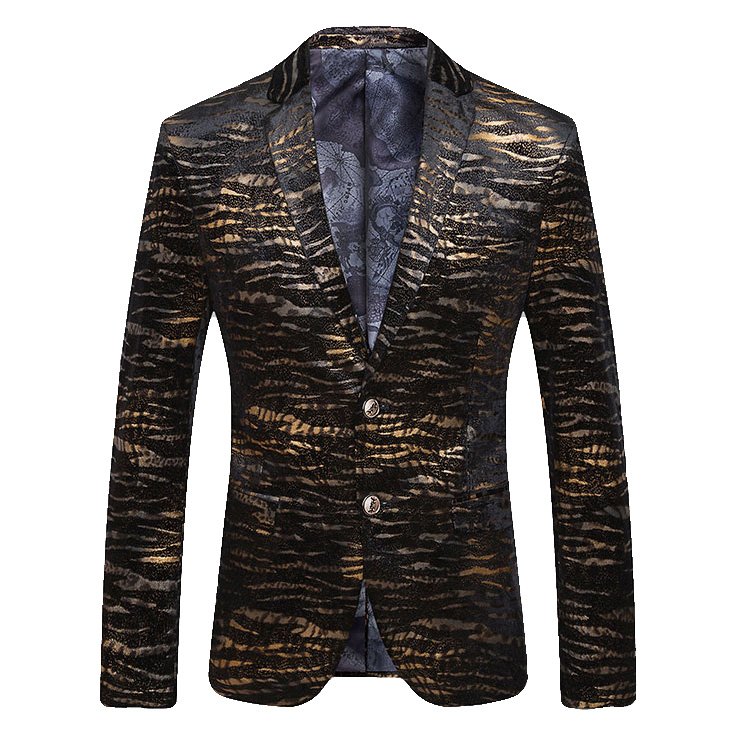 2023 Sleek Tiger Striped Golden Black Luxury Blazer | PILAEO