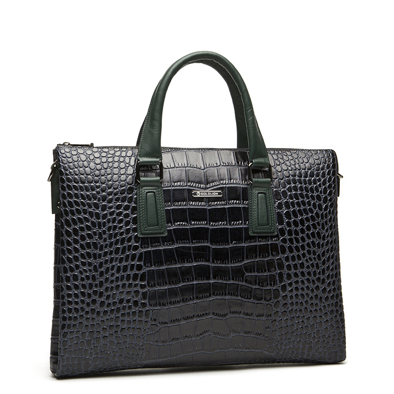 2023 Sophisticated Mens Fashion Crocodile Messenger Dark Blue Bag | PILAEO