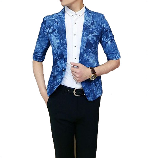 Upscale Blue Tie-Dye Blue Fashion Blazer