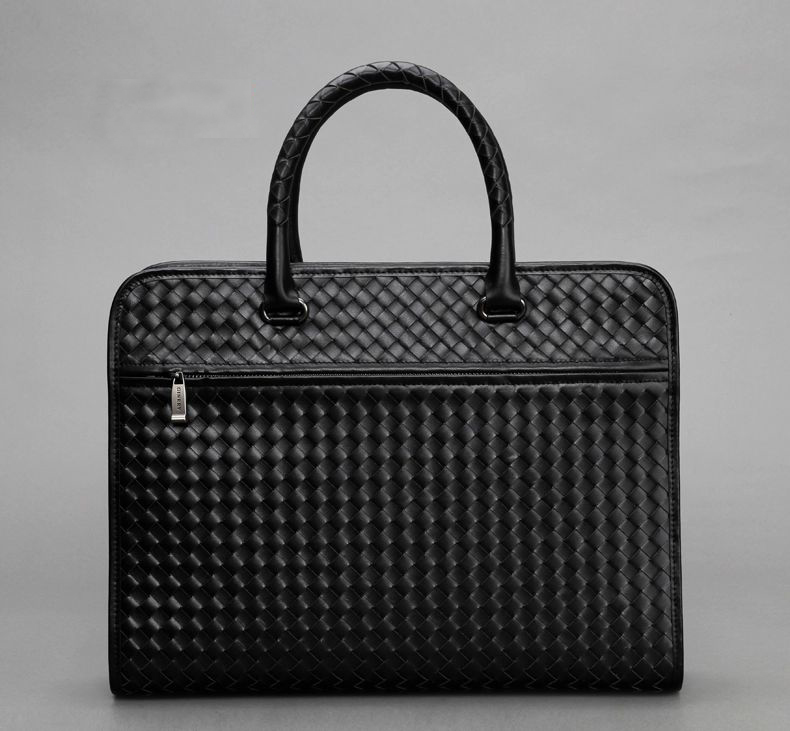 2023 Woven Business Casual Genuine Leather Black Bag 1N3GYGOJPI | PILAEO