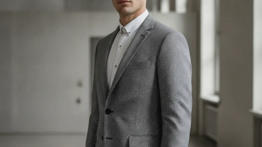 slim fit blazer styling, Elegant Slim Fit Savvy Black and White Grid Blazer Jacket
