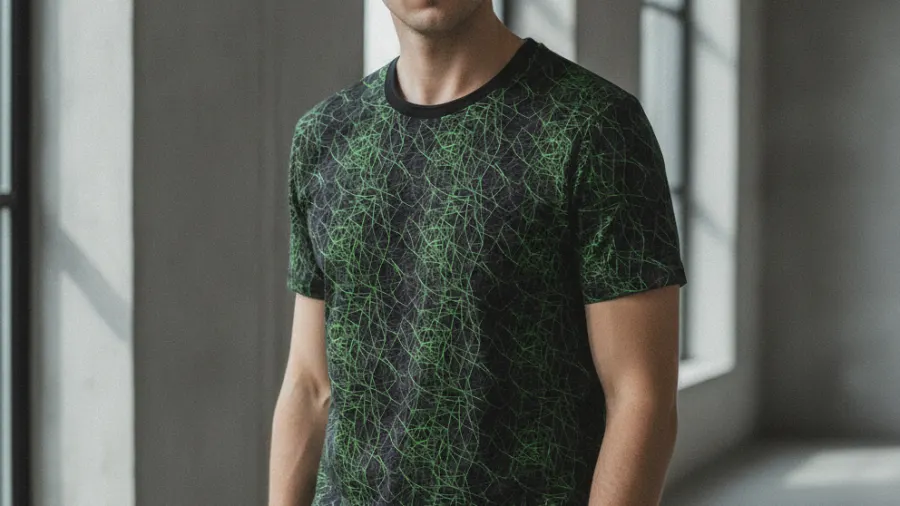 date night t-shirt ideas, Creative Geometric Green Lines Mens T-Shirt