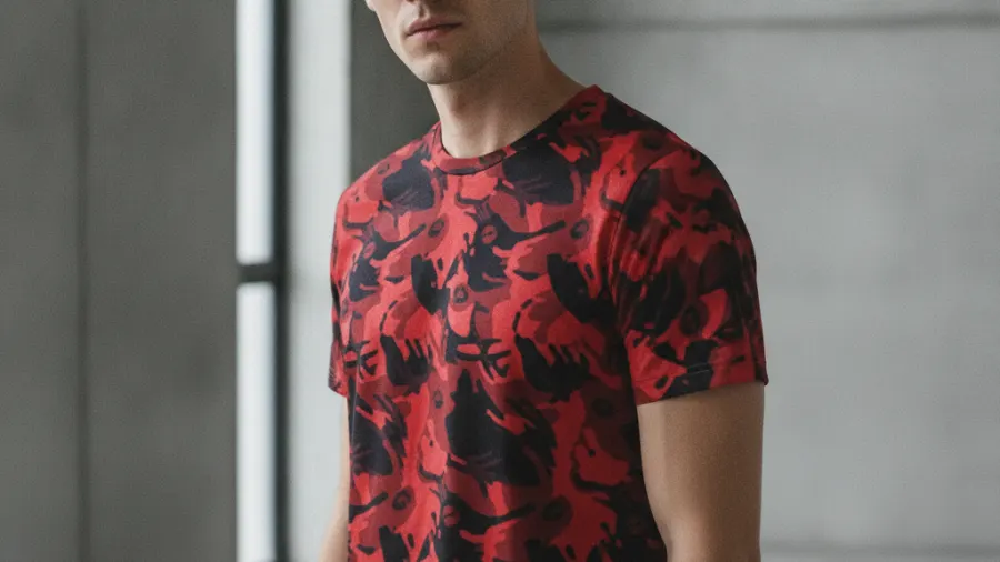 best evening t-shirts, Red Camouflage Mens Printed T-Shirt