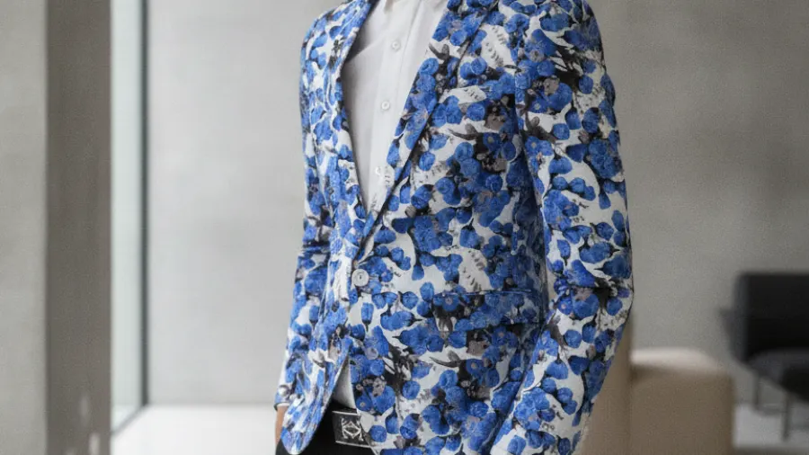 blazers with a white shirt, Blue Floral Modern Fashion Stylish Blazer