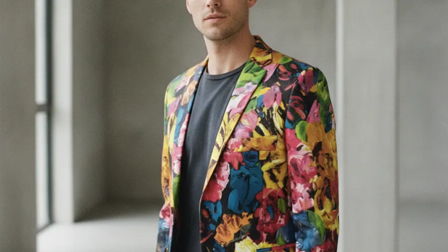 burgundy blazers style guide, Modern Bright Floral Creative Mens Brilliant Blazer