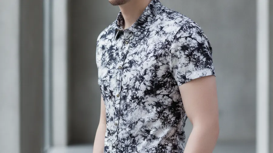 dress shirts outfits for date night, Luxury Grunge White Black Short Sleeve Mens Unique Dress Shirt