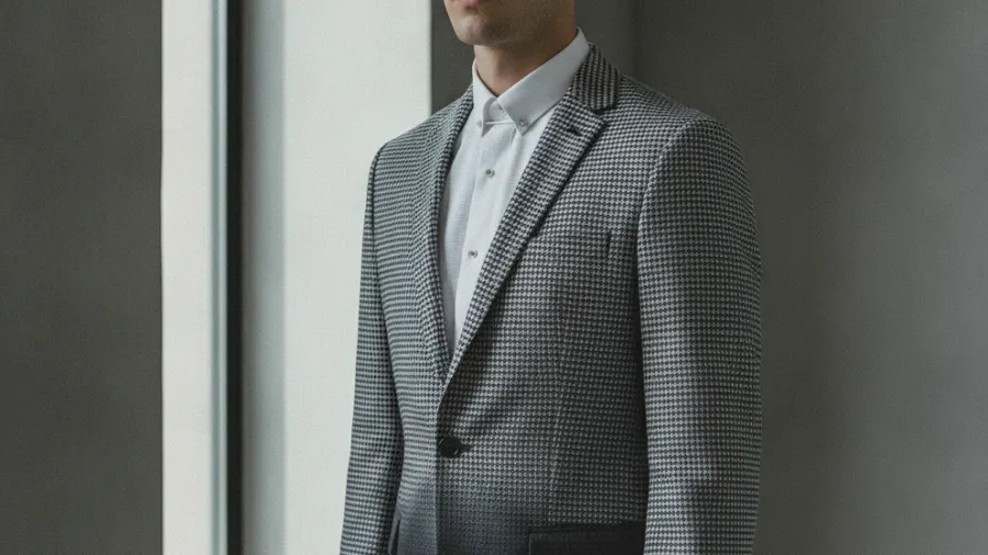 fall slim fit blazers, Elegant Slim Fit Savvy Black and White Grid Blazer Jacket