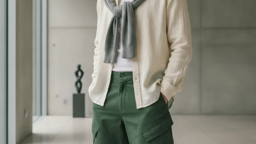 shorts for winter, Forest Green Diagonal Cargo Pocket Casual Mens Shorts