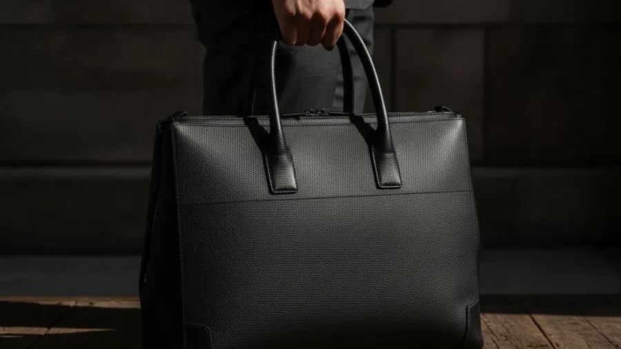 summer briefcases, Cross Pattern PILAEO FASHION Men Leather Business Black Bag FP66