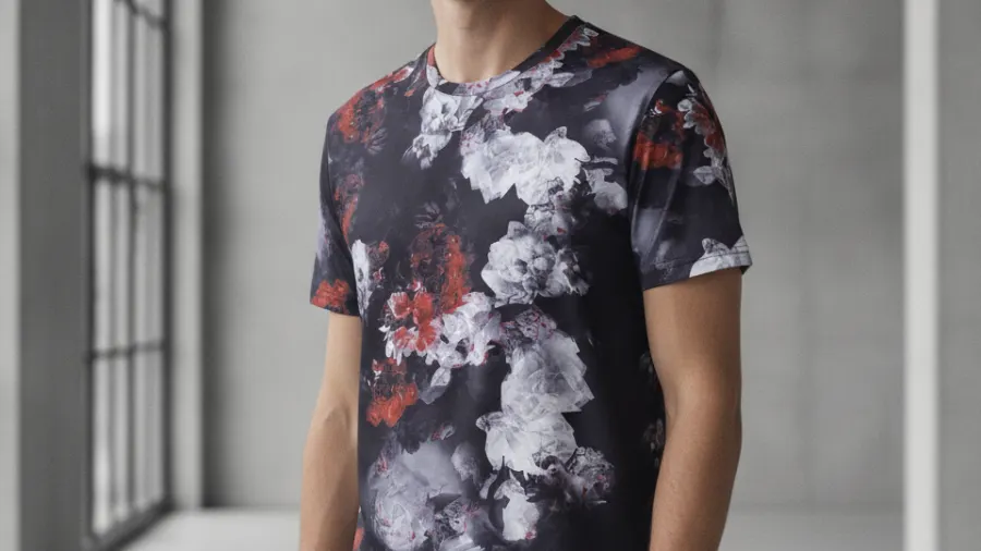t shirts outfits for weddings, Burgundy Charming Artsy Mens Floral Print T-Shirt