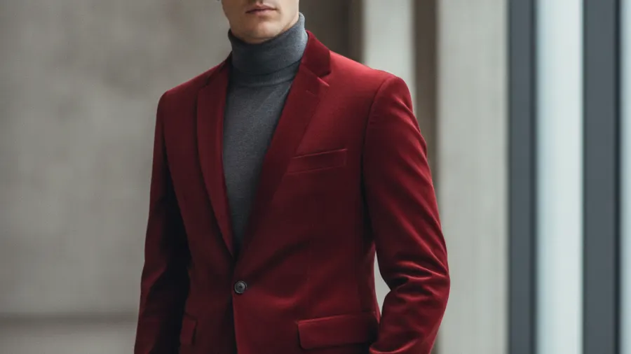 styling black blazer, *Fashionable Gentlemen Red Velvet Blazer