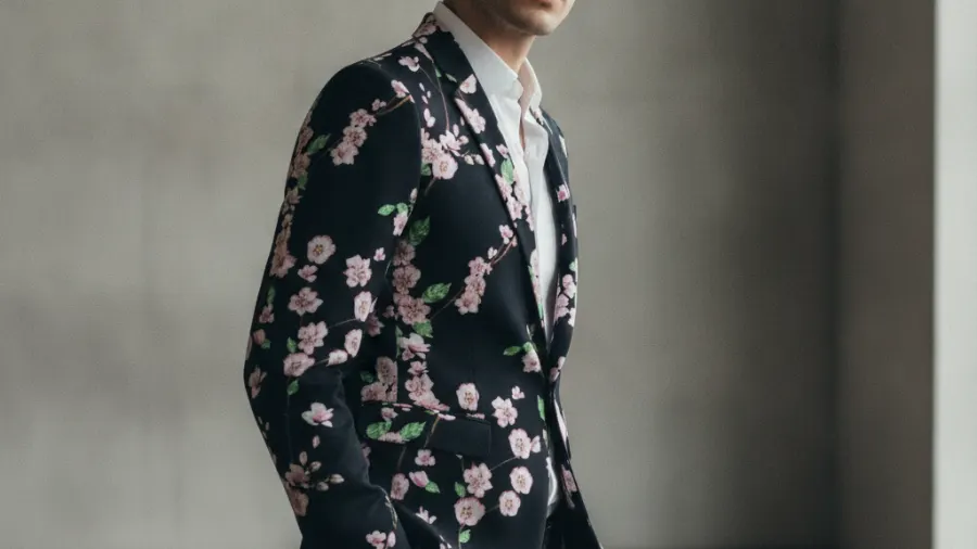 styling black blazer, Sakura Floral Fashionable Black Blazer