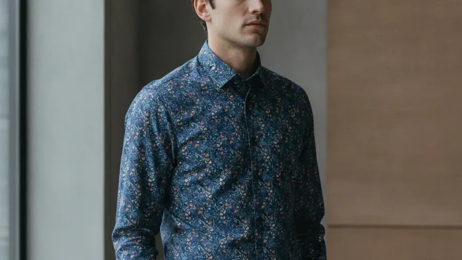 winter dress shirt style, Forest Green Floral Mens Luxury Button Down Dress Shirt