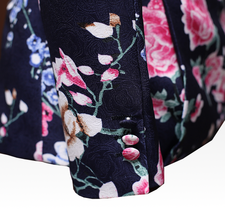PILAEO Attractive Modern Navy Blue Mens Floral Suit — view 4