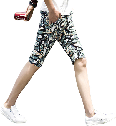 PILAEO Black White Upscale Modern Mens Floral Print Shorts for Beach Days