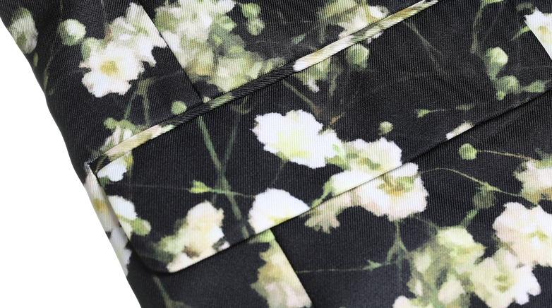 PILAEO Black White Floral Print Structured Mens Blazer — view 5