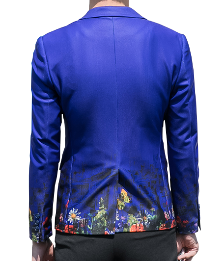 PILAEO Blue Floral Luxury Mens Amazing Blazer — view 3