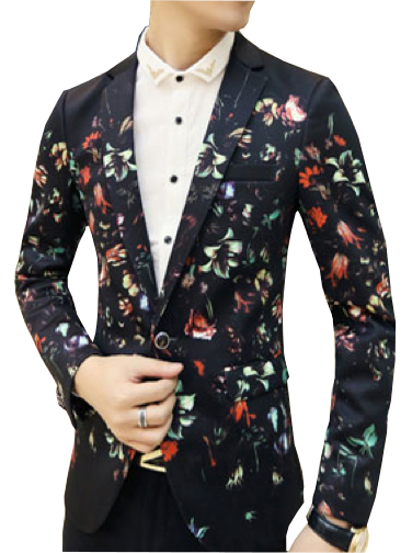 PILAEO Bright Floral Luxury Black Blazer — view 3