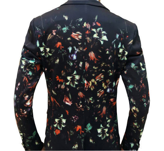 PILAEO Bright Floral Luxury Black Blazer — view 4