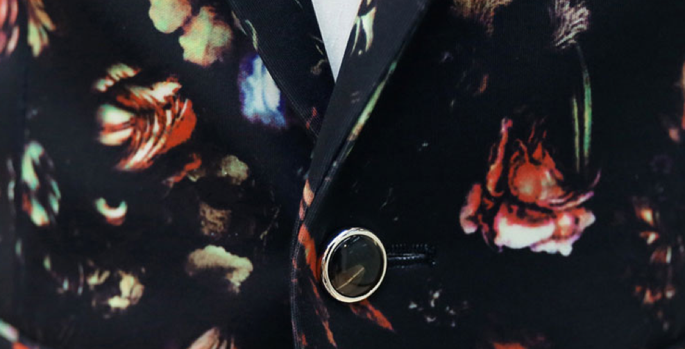 PILAEO Bright Floral Luxury Black Blazer — view 8