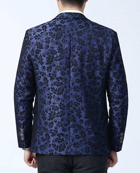 PILAEO Brilliant Tailored Cool Blue Floral Awesome Mens Blazer — view 4