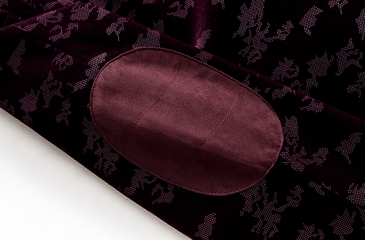 PILAEO Burgundy Corduroy Floral Luxury Elbow Patch Blazer — view 9