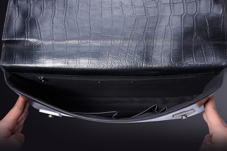 PILAEO Chic Crocodile Pattern Professional Leather Briefcase — view 6
