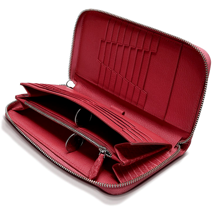 PILAEO Chic Ruby Red Crocodile Travel Wallet — view 8