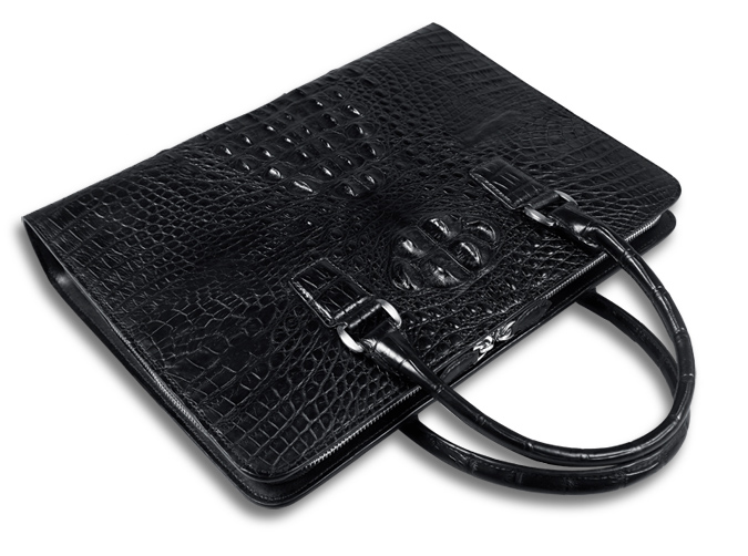 PILAEO Classic Genuine Crocodile Leather Luxury Strapless Briefcase — view 4