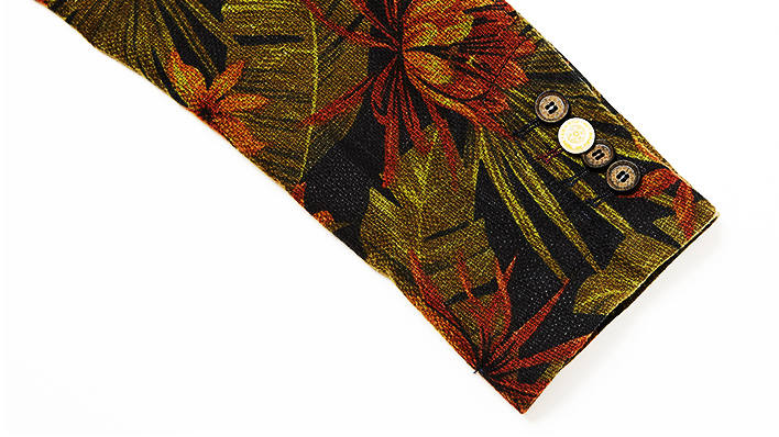PILAEO Classic Tropical Forest Green Mens Floral Blazer — view 6