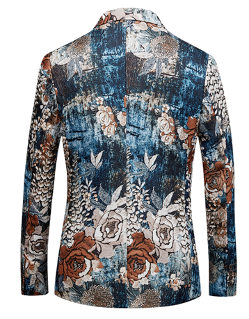 PILAEO Collage Art Floral Unique Mens Blazer — view 3