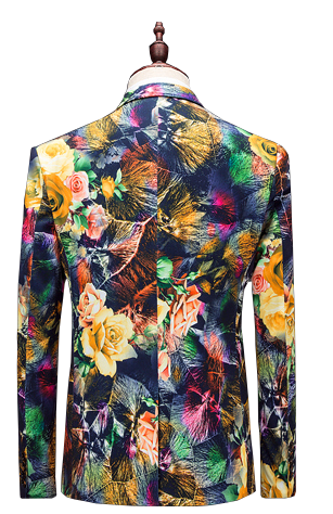 PILAEO Colorful Wedding Floral Pattern Elegant Blazer — view 3