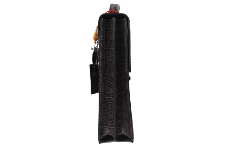 Taupe crocodile pattern briefcase interior compartments