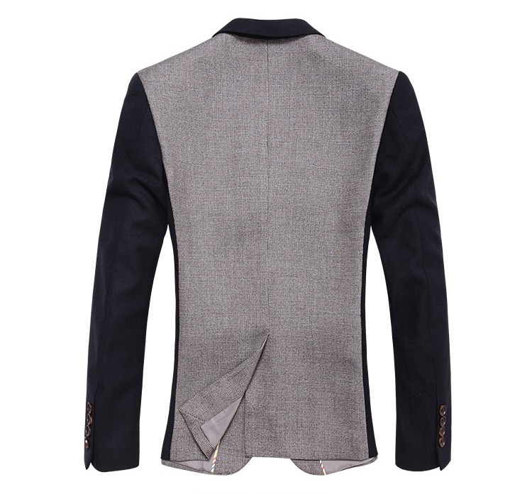 Dashing Korean Dark Color Stitching Wrinkle Blazer Jacket