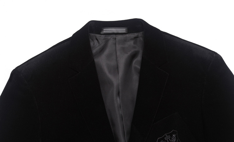 England Gold Embroidered Corduroy Black Blazer Jacket - PILAEO