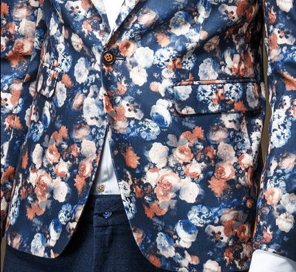 PILAEO Fashion Floral Print Classic Mens Blazer — view 5