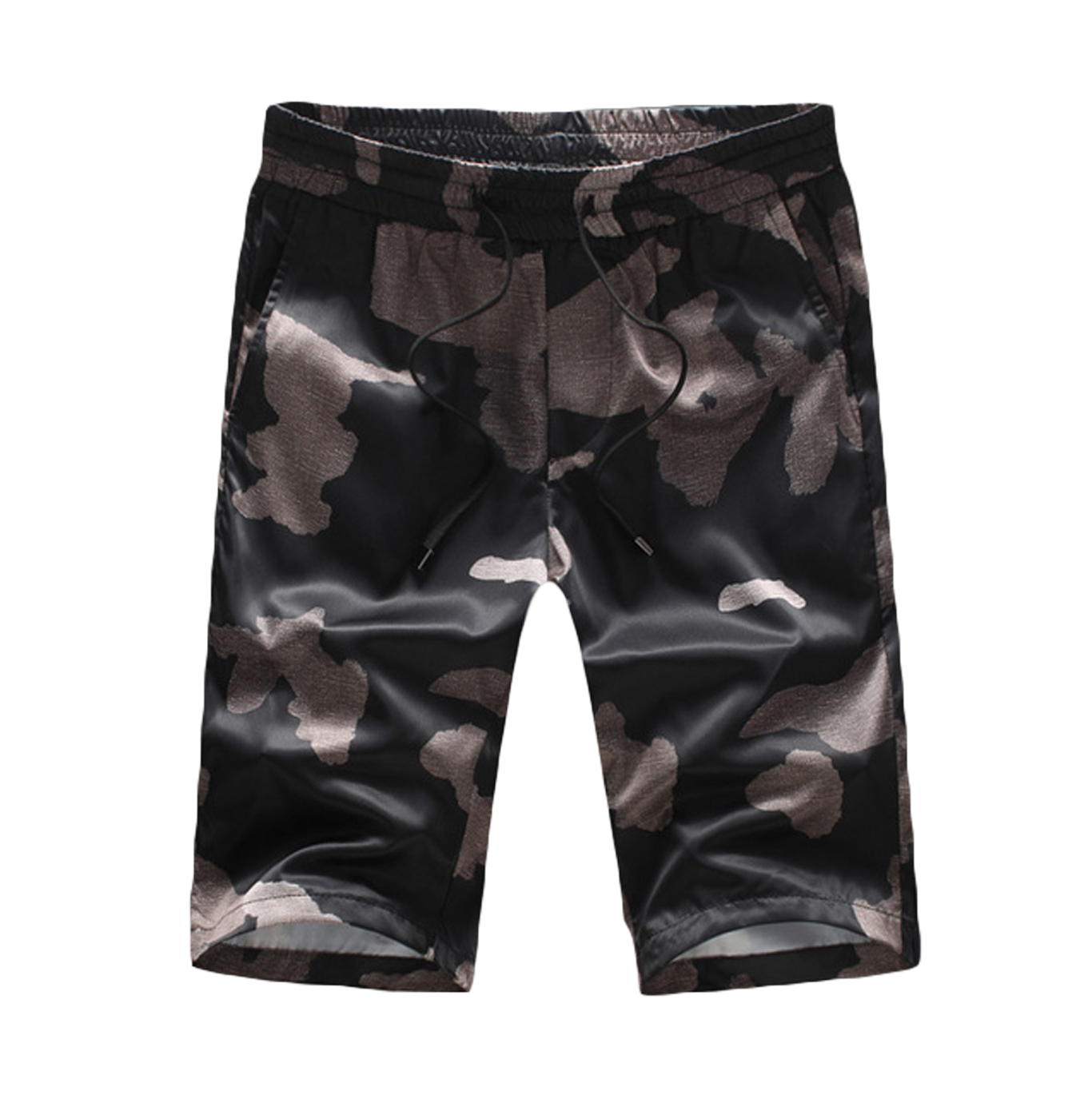 PILAEO Fashionable Beige Mens Camouflage Print Lightweight Shorts for Festival Season