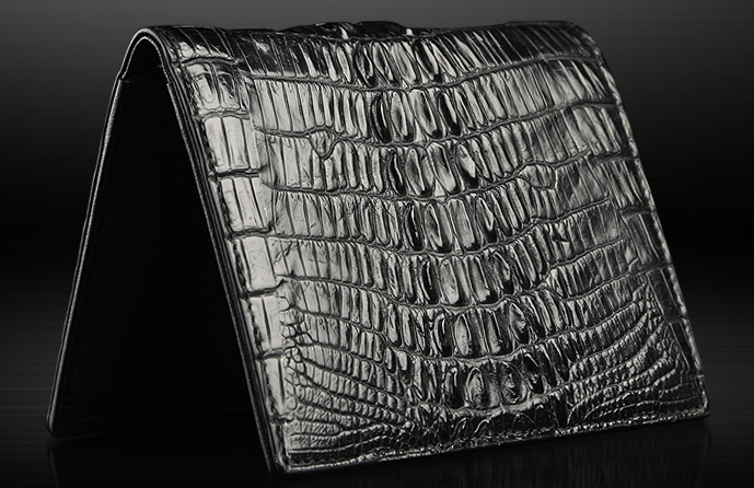 PILAEO Genuine Crocodile Leather Mens Classic Black Continental Wallet — view 5