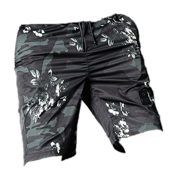PILAEO Green Camou Floral Creative Elastic Drawstring Modern Mens Chino Shorts for Coastal Escapes