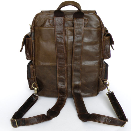 In Style Brown Leather MultiStrap Backpack - PILAEO