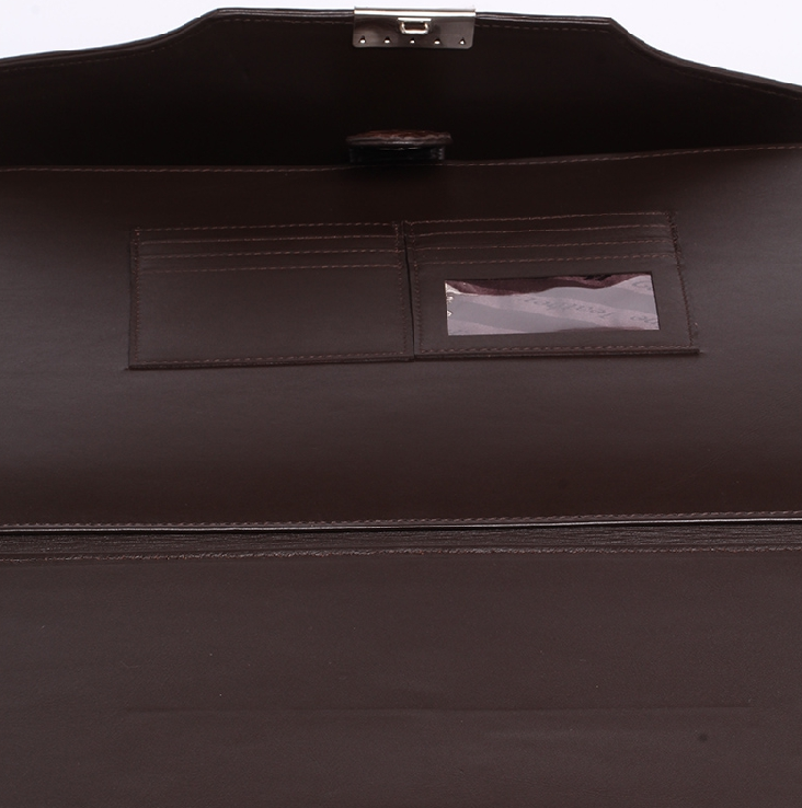 Brown crocodile briefcase base and corner reinforcement