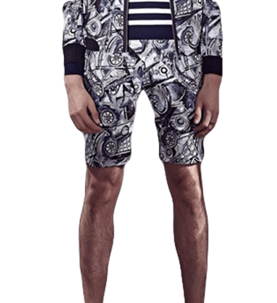 PILAEO Luxury Classic Automobile Print Mens Bermuda Shorts for City Summers