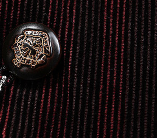 PILAEO Luxury Burgundy Black Velvet Heart Sleeves Blazer — view 3