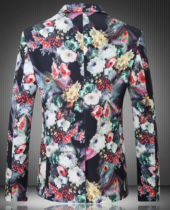 PILAEO Luxury Colorful New Artsy Floral Mens Blazer — view 3
